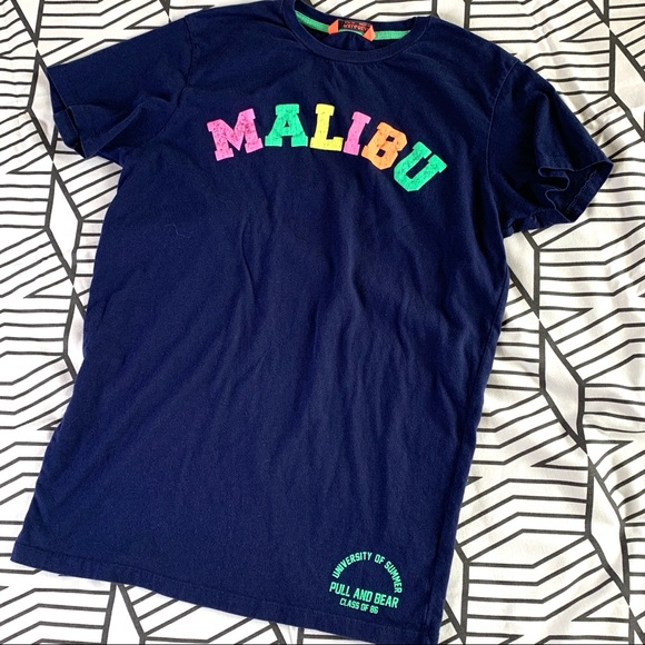 Vintage 90’s Pull & Bear MALIBU T shirt Neon Medium super soft - Picture 2 of 4